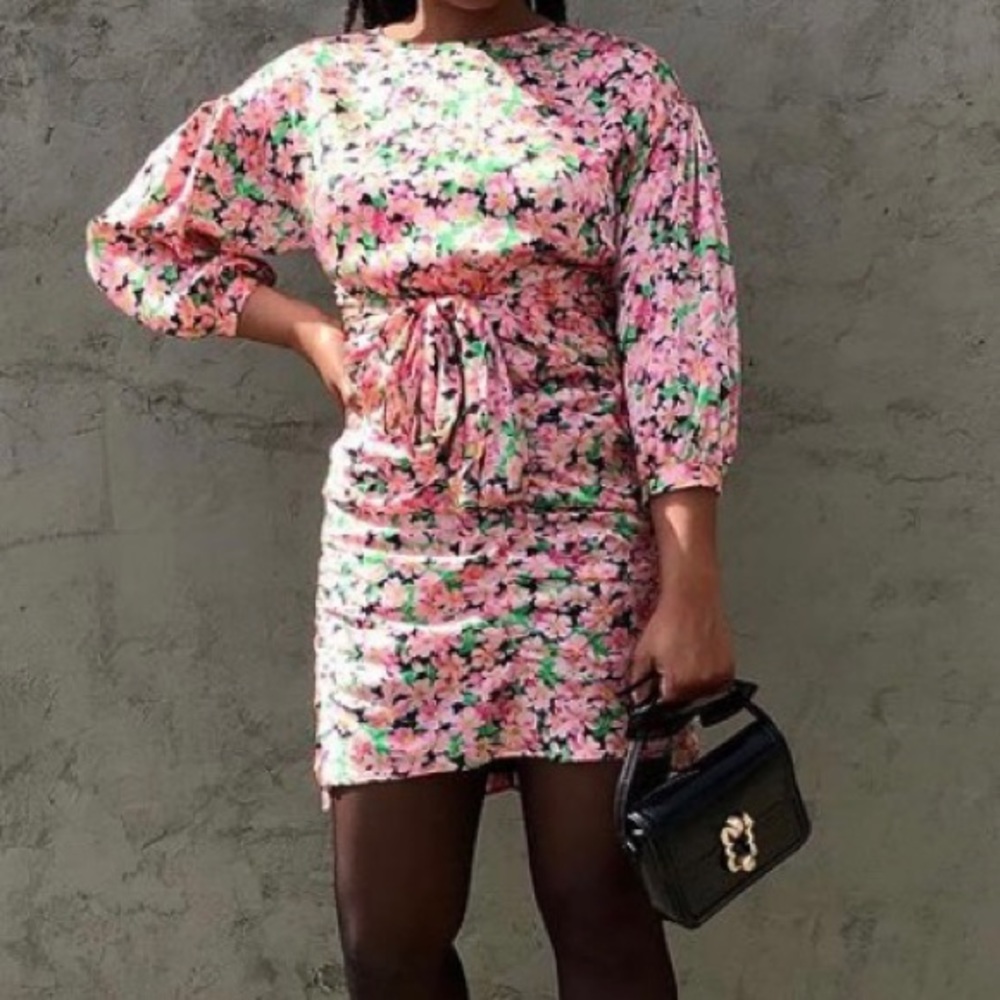 Zara Printed Dress with draping